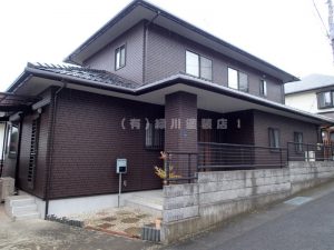 レンガ調サイディングの復元塗装(2色塗り)